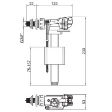 Арматура наполнительная Koer KT-0106-3/8" с боковым подключением и пластиковой резьбой 3/8" (KR5337