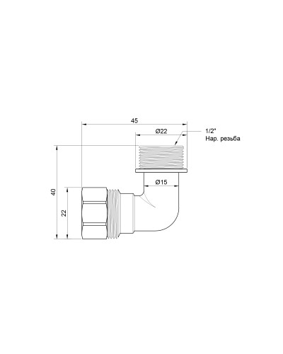 Кут обтискний SD Plus 16х1/2" ЗР SD157W1615