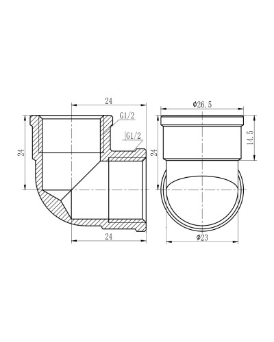 Кут SD Forte 1/2" ВВ хром SF368H15