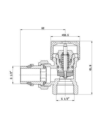 Клапан термостатичний SD Forte 1/2" з антипротіканням для радіатора кутовий SF238W15