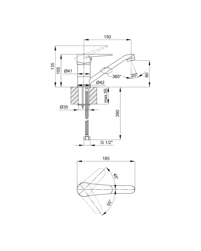 Змішувач для кухні Lidz Nicole 002M (k35) LDNIC002MCRM21879 Chrome