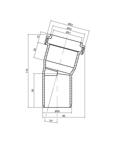 Коліно PPR каналізаційне TA Sewage 50, 15°
