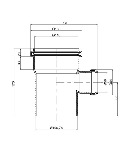 Трійник каналізаційний TA Sewage 110х50х110, 90°