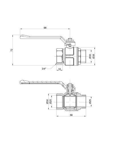 Кран кульовий Icma 3/4" прямий №350