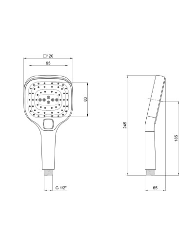 Лійка для ручного душу Qtap Rucni 120х120 мм прямокутна QTHLA120N3KCW Chrome/White