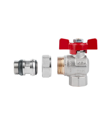 Кран кульовий Icma FAR. ROSSA 1/2" кутовий №362