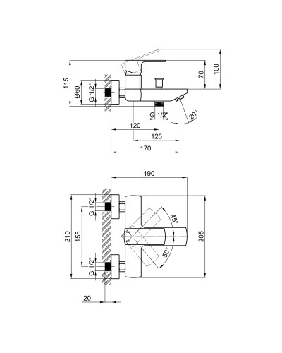 Змішувач для ванни Qtap Lipno QTNH3023101DG Graphite