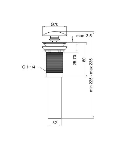 Донний клапан для раковини Qtap PU02 70х70х227.5 White