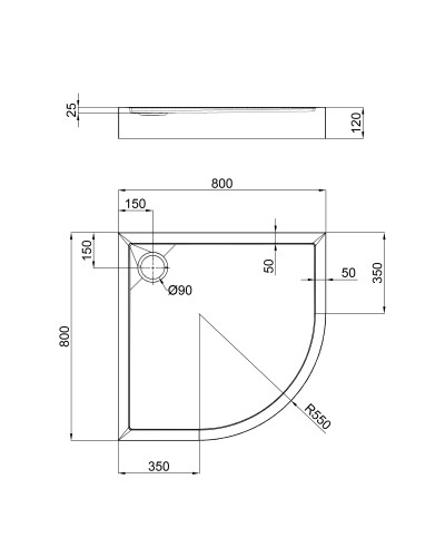 Душовий піддон Qtap Robin 308812C 80x80x12 см + сифон