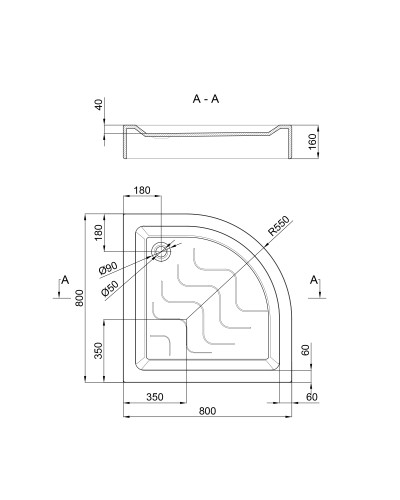 Душовий піддон Lidz Kupala ST80x80x16