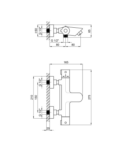 Змішувач для ванни Qtap Inspai-Therm термостатичний QTINSCRMT300800 Chrome