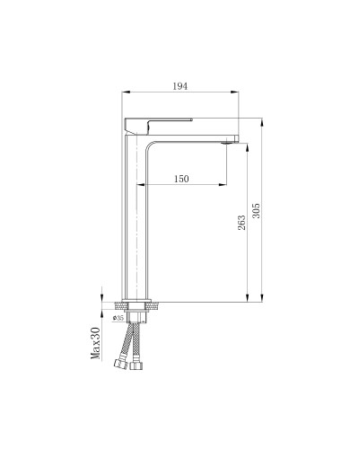 Змішувач для раковини Qtap Gemini високий QTGEM269BLM45678 Black Matt