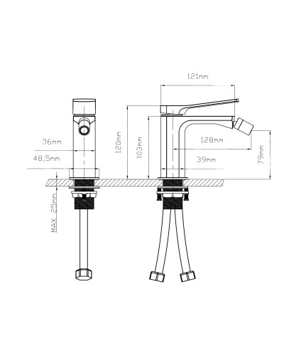 Змішувач для біде Qtap Slavonice QTSLA255BLM45922 Black Matt