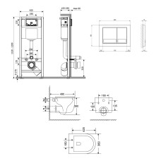 Готове рішення Qtap для ванної кімнати: підвісний унітаз Taurus + комплект інсталяції Nest 4 в 1 (квадратна клавіша Satin)