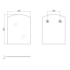 Дзеркало Lidz Wieza 140.07.01 455х590 настінне прямокутне з дугоподібним верхом LD78WI4559
