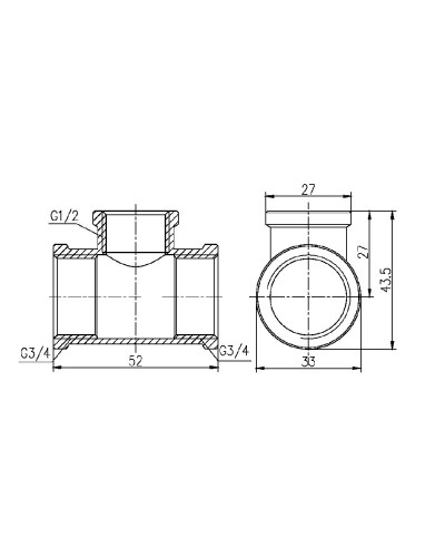 Трійник редукційний SD Forte 3/4"х1/2"х3/4" ВВ SF362201520