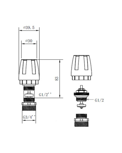 Кран термостатичний SD Forte 1/2"х3/4" для колектора SFE009