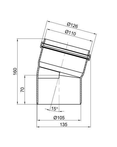 Коліно PPR каналізаційне TA Sewage 110, 15°