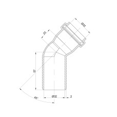 Коліно PPR каналізаційне TA Sewage 32, 45°