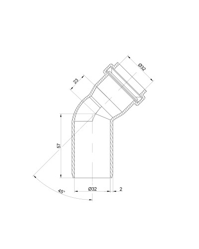 Коліно PPR каналізаційне TA Sewage 32, 45°