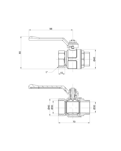 Кран кульовий Icma 1" прямий №350