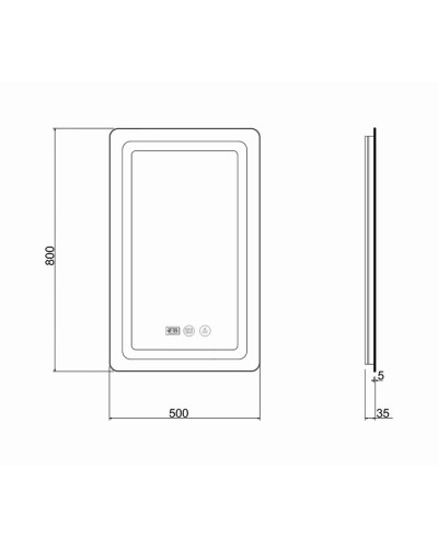 Дзеркало Qtap Mideya (DC-F911) 500х800 з LED-підсвічуванням Touch, з антизапотіванням, з годинником, димером, рег. яскравості QT2078F911W