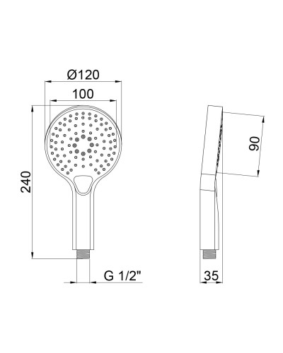 Лійка для ручного душу Qtap Rucni 120 мм округла QTRUCA120O3KBB Black Matt