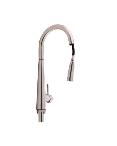 Змішувач для кухні Qtap Evicka з висувним виливом QTEVI91103UN Brushed Nickel PVD