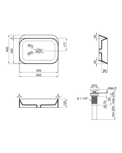 Раковина-чаша Qtap Scorpio 550х390х120 Matt black з донним клапаном QT14112243MB