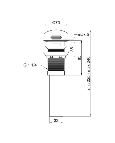 Донний клапан для раковини Qtap PU02O 70х70х227.5 White з переливом