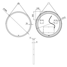 Дзеркало Qtap Robin R600 з LED-підсвічуванням кнопковий перемикач, на ремені QT13786502B