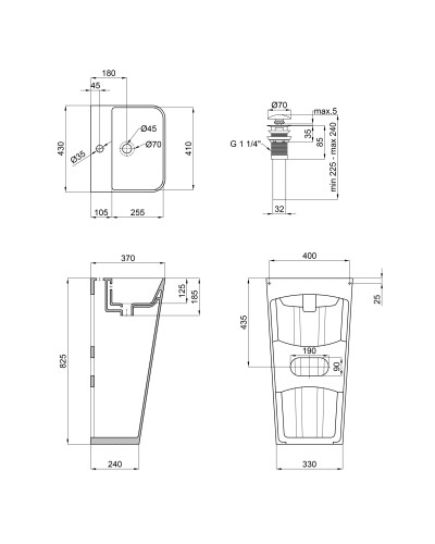 Раковина для підлоги моноблок Qtap Tern 440х380х830mm White з донним клапаном QT1711G302W