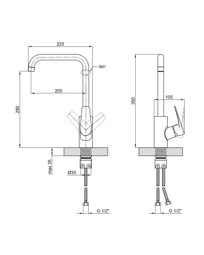 Змішувач для кухні Lidz Like 015F1 (k35) LDLIK015F1CRM42318 Chrome