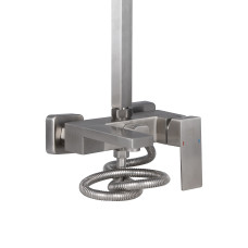 Душова система з верхнім тропічним душем для кабіни Lidz Kubis 1031 на три споживача (з виливом) (k35) LDKUB1031NKS43380 Nickel