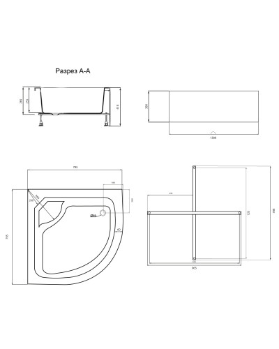 Душовий піддон Lidz KAPIELKA ST80x80x41 см з панеллю