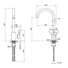 Змішувач для кухні Lidz Aria 015F (k35) LDARI015FBLA45288 Black/White