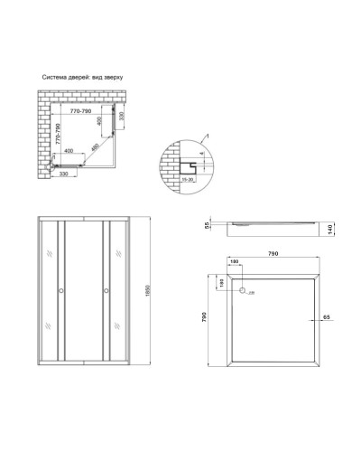 Душова кабіна Lidz Wawel SC80x80.SAT.LOW.GR, скло тон. 4 мм + Lidz Душовий піддон KAPIELKA ST80x80х14