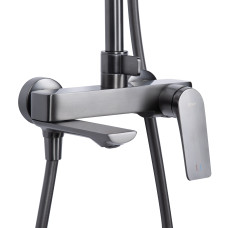 Душова система з верхнім тропічним душем універсальна Qtap Vlasta New на три споживача (з виливом) QTVLA111GMB45651 Gunmetal Black PVD