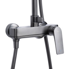 Душова система з верхнім тропічним душем універсальна Qtap Vlasta New на три споживача (з виливом) QTVLA111GMB45651 Gunmetal Black PVD