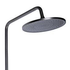 Душова система з верхнім тропічним душем універсальна Qtap Vlasta New на три споживача (з виливом) QTVLA111GMB45651 Gunmetal Black PVD