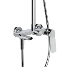 Душова система з верхнім тропічним душем універсальна Qtap Slavonice на три споживача (з виливом) QTSLA111CRM45909 Chrome