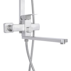 Душова система з верхнім тропічним душем універсальна Lidz Kubis 1033 на три споживача (з виливом) (k35) LDKUB1033NKS46110 Nickel