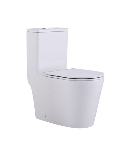 Унітаз-моноблок підлоговий Qtap Swan Ultra Quiet безобідковий з сидінням Soft-close WHITE QT16226080AW