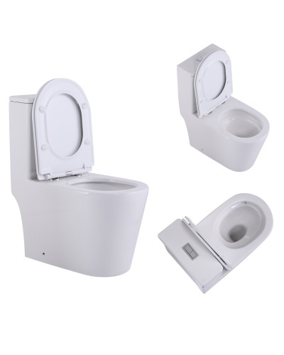 Унітаз-моноблок підлоговий Qtap Swan Ultra Quiet безобідковий з сидінням Soft-close WHITE QT16226080AW