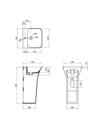 Раковина для підлоги моноблок Qtap Crow 450x435x835 White QT0511G315WN