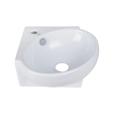 Комплект Qtap Leo N: Раковина підвісна угловая овальна 380x360x130 мм WHITE + Донний клапан PU02O