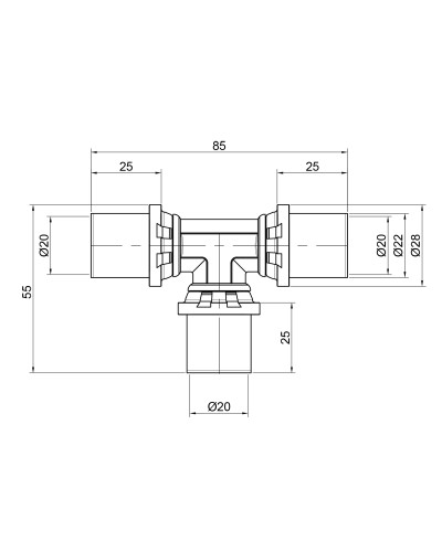 Трійник прес Icma 20х20х20 №406