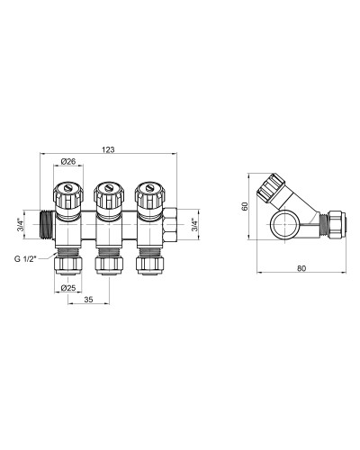 Колектор SD Plus 3/4" 3 виходи SD230W3