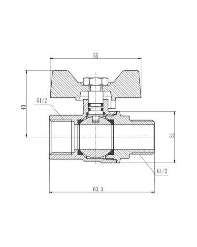 Кран кульовий SD Forte 1/2" ВЗ для газа (метелик) SF607G15