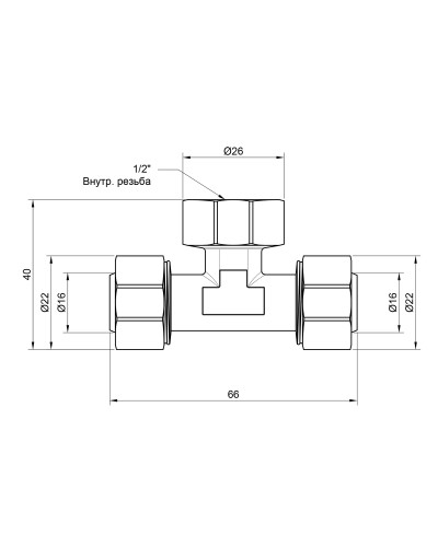 Трійник обтискний SD Plus 16х1/2"х16 ВР SD159W161516